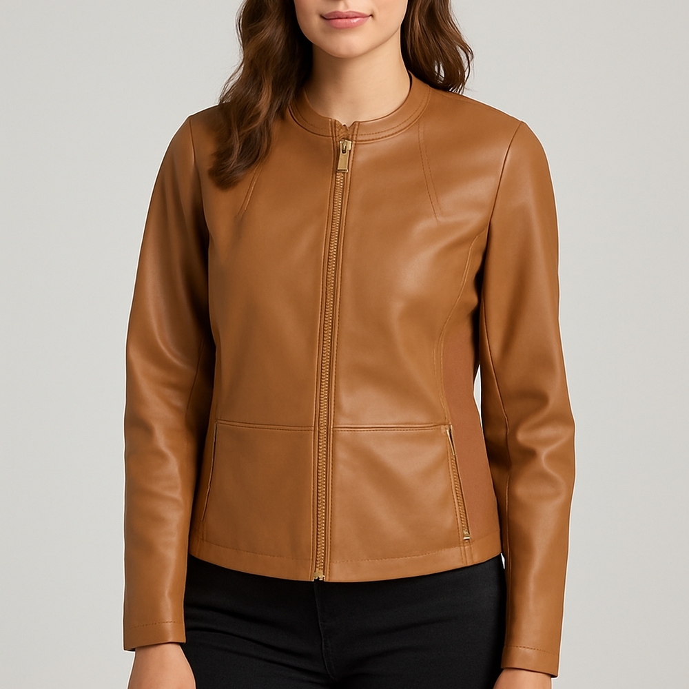 Kennth Cole Women's Tan Leather Jacket